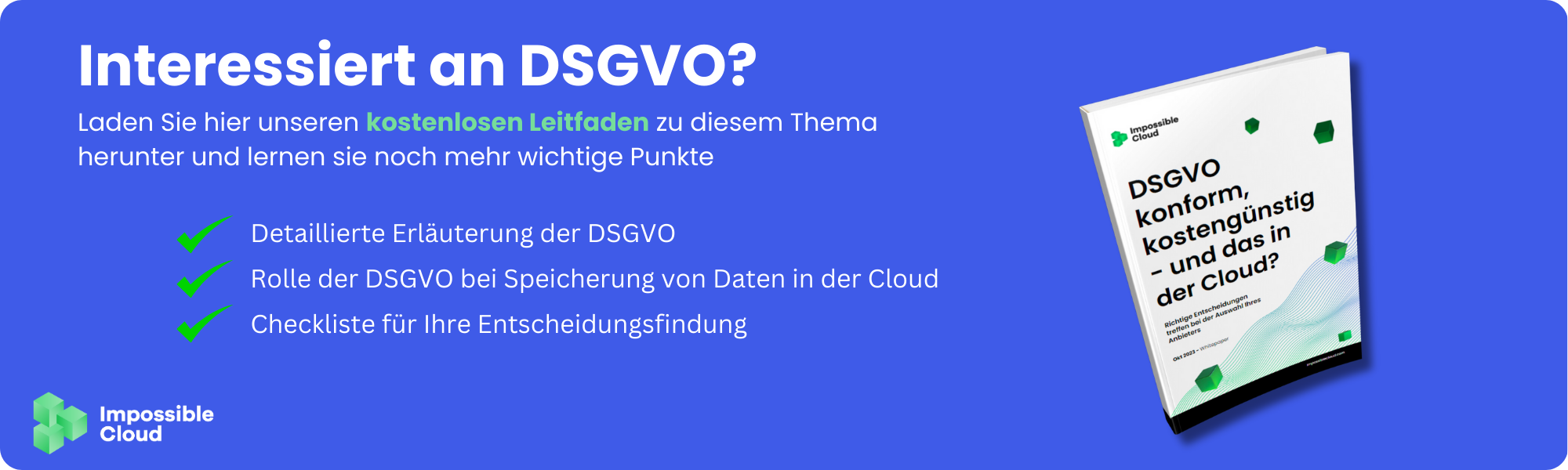 Banner für kostenlosen Leitfaden zur Rolle der DSGVO bei Speicherung von Daten